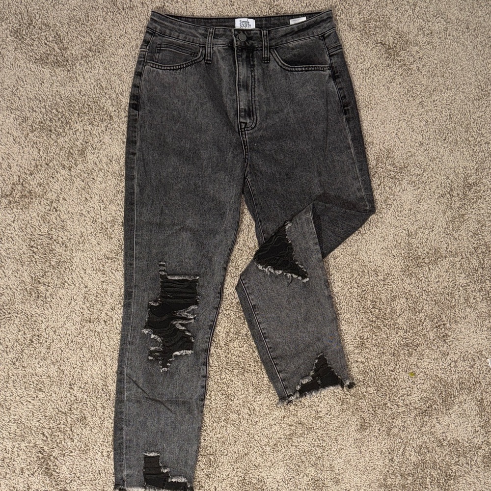 Distressed Black Ankle Jeans